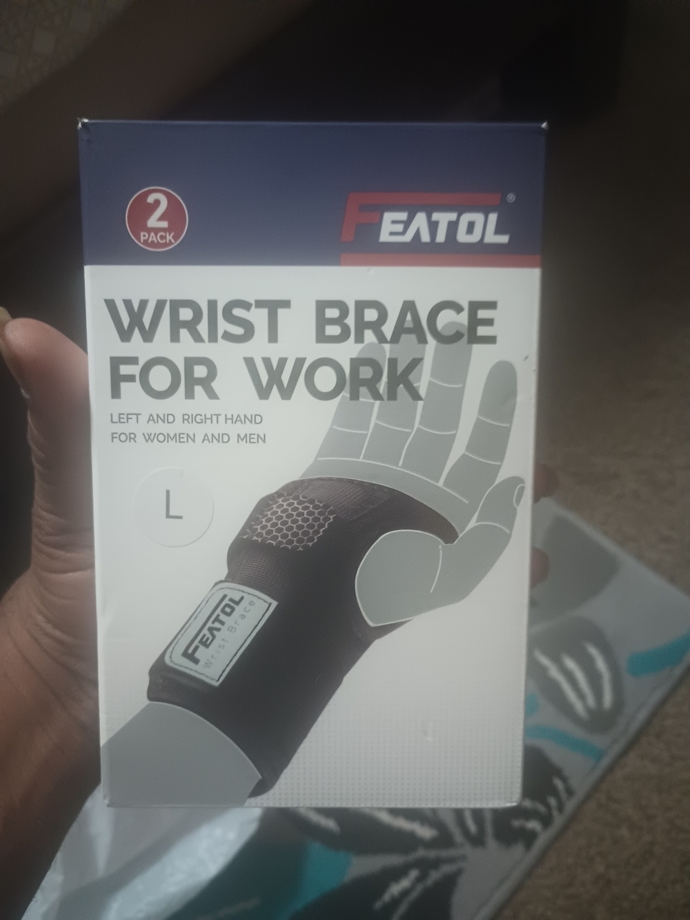 Black Wrist Brace for Work - Left/Right Support (L) - 2 Pack